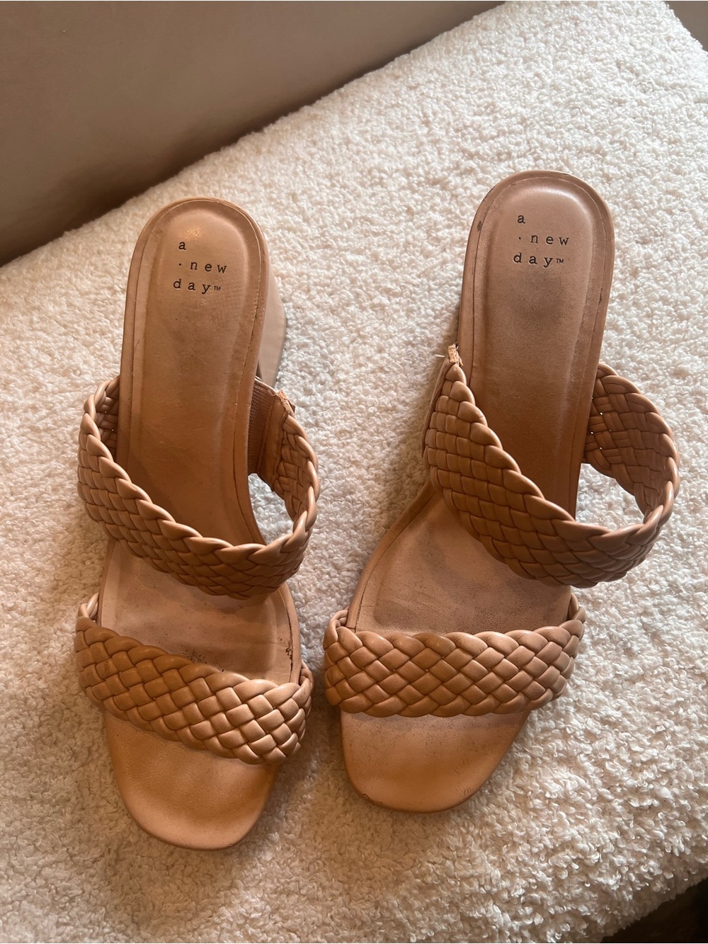 a new day Braided Tan Slide Mules
